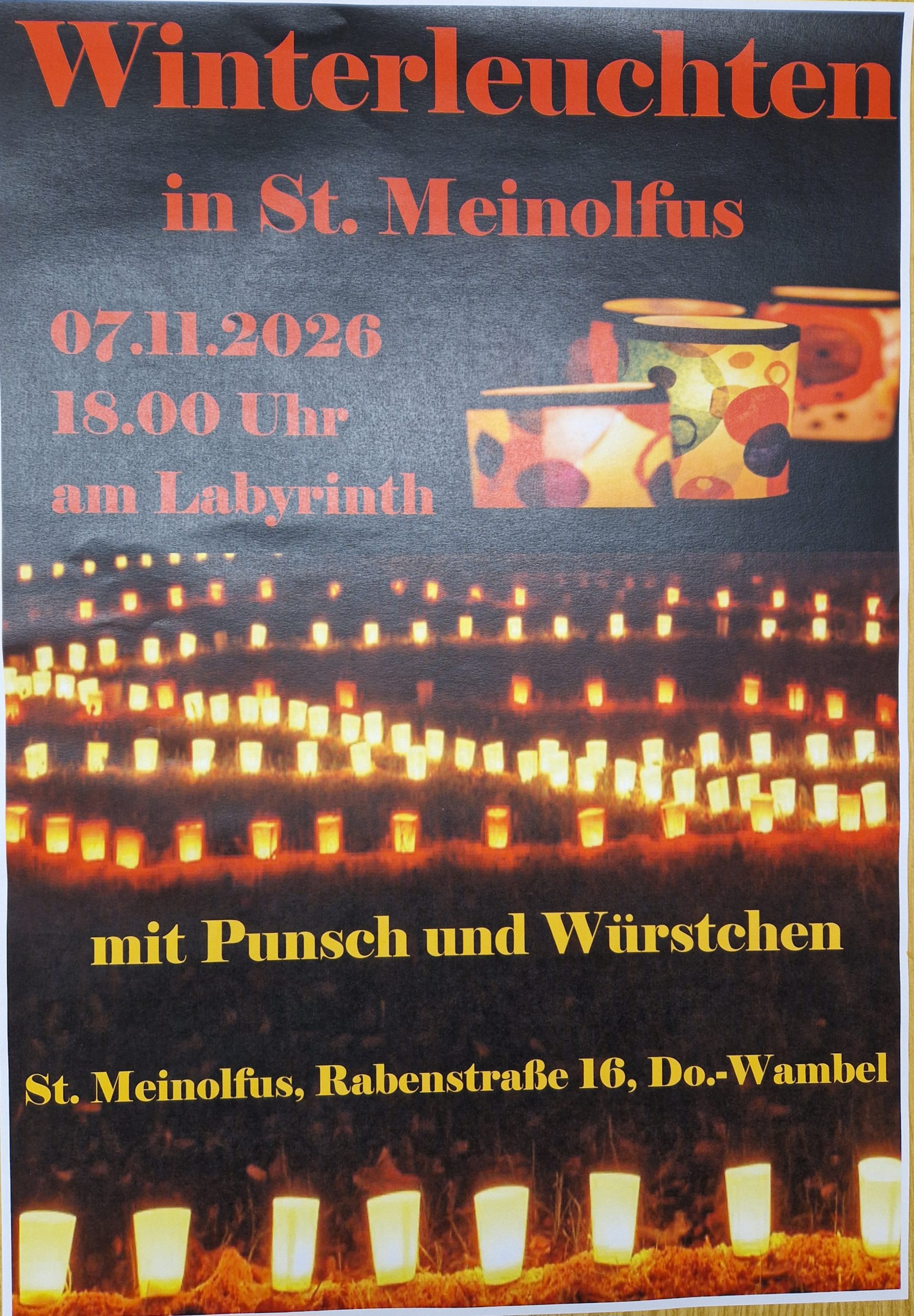 Winterleuchten am Labyrinth in Sankt Meinolfus